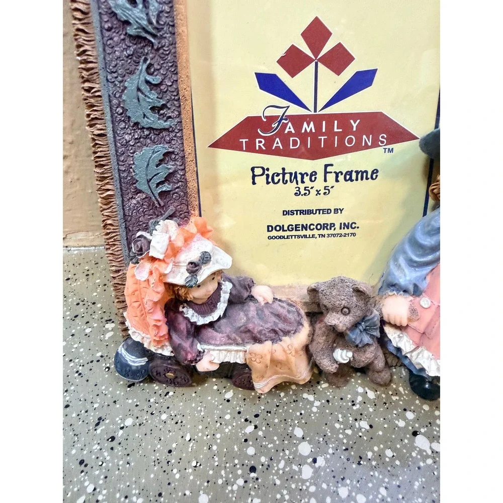 Family Traditions Victorian Girl Teddy Bear 3.5x5 Picture Frame 3D Resin Decor
